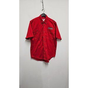 Mens Chevrolet Racing Shirt Button Down Red Short Sleeve Chevy Small